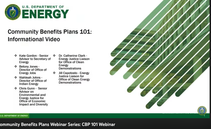 DOE Holds First inar on Community Benefits Plans Department of Energy